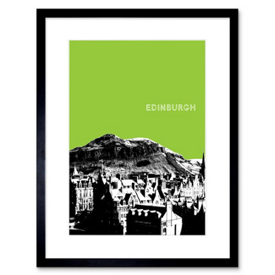 B&Q -  Wall Art Print Arthurs Seat Edinburgh Scotland Scottish Landmark Green Framed Art 9X7 Inch