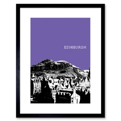 B&Q -  Wall Art Print Arthurs Seat Edinburgh Scotland Scottish Landmark Purple Framed Art 9X7 Inch