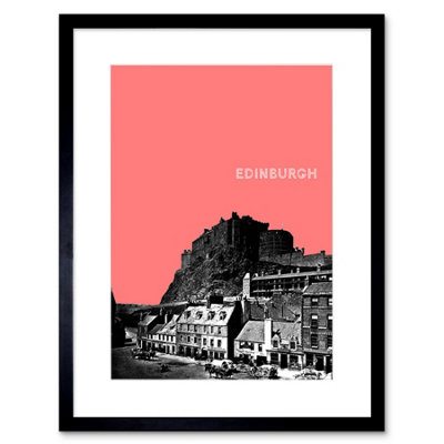 Artery8 Wall Art Print Grassmarket Edinburgh Scotland Scottish Landmark Coral Framed Art 9X7 Inch from B&Q