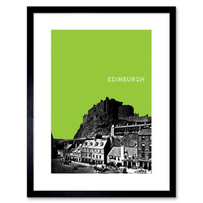 Artery8 Wall Art Print Grassmarket Edinburgh Scotland Scottish Landmark Green Framed Art 9X7 Inch from B&Q