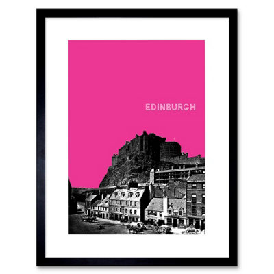 Artery8 Wall Art Print Grassmarket Edinburgh Scotland Scottish Landmark Pink Framed Art 9X7 Inch from B&Q