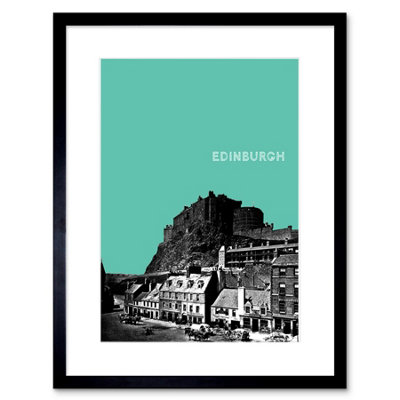 Artery8 Wall Art Print Grassmarket Edinburgh Scotland Scottish Landmark Teal Framed Art 9X7 Inch from B&Q