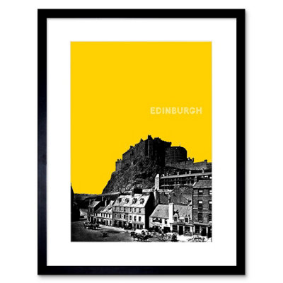 Artery8 Wall Art Print Grassmarket Edinburgh Scotland Scottish Landmark Yellow Framed Art 9X7 Inch from B&Q