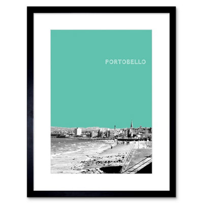 Artery8 Wall Art Print Portobello Edinburgh Scotland Scottish Landmark Teal Framed Art 9X7 Inch from B&Q