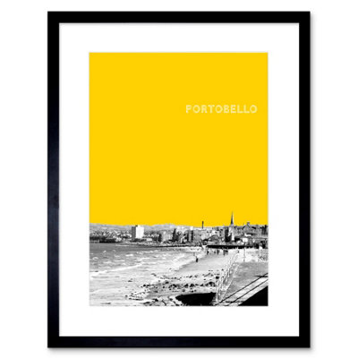 Artery8 Wall Art Print Portobello Edinburgh Scotland Scottish Landmark Yellow Framed Art 9X7 Inch from B&Q