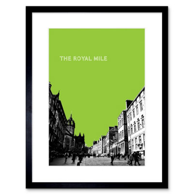 B&Q -  Wall Art Print Royal Mile Edinburgh Scotland Famous Street Green Framed Art 9X7 Inch