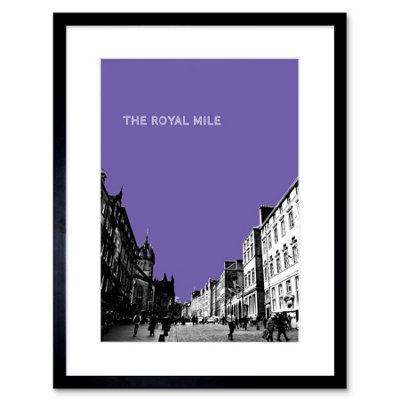 B&Q -  Wall Art Print Royal Mile Edinburgh Scotland Famous Street Purple Framed Art 9X7 Inch