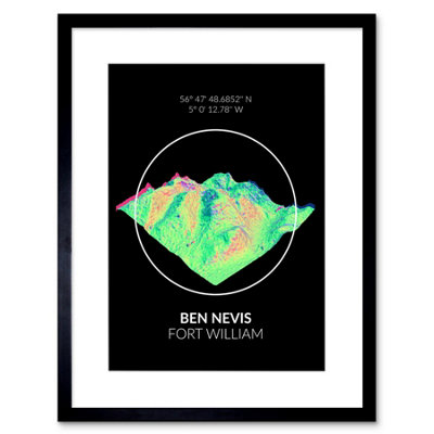 Artery8 Wall Art Print Ben Nevis Mountain Topography Highland Scotland Framed Art 9X7 Inch from B&Q