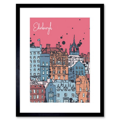 Artery8 Wall Art Print Edinburgh Capital Scotland Old Town Buildings Framed Art 9X7 Inch from B&Q