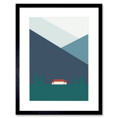 Artery8 Wall Art Print Geometric Shapes Scottish Highland Croft Home Scotland Framed Art 9X7 Inch from B&Q