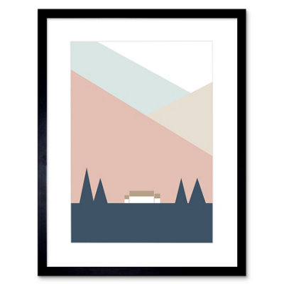 Artery8 Wall Art Print Pastel Geometric Shapes Scotland Scottish Highland Croft Home Framed Art 9X7 Inch from B&Q