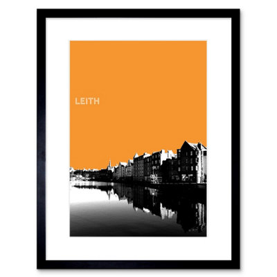 B&Q -  Wall Art Print Leith Shore Edinburgh Scotland Scottish Landmark Orange Framed Art 9X7 Inch