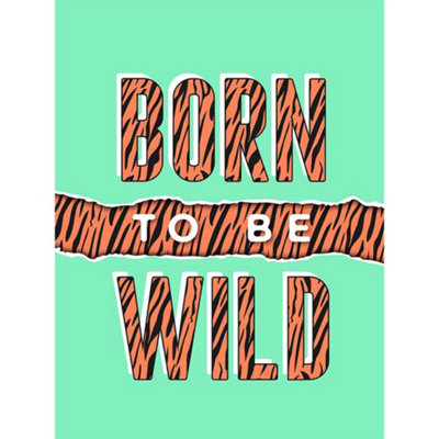 Wee Blue Coo Unframed Wall Art Born To Be Wild Tiger12X16 Inch from B&Q