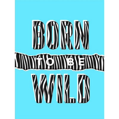 Wee Blue Coo Unframed Wall Art Born To Be Wild Zebra12X16 Inch from B&Q