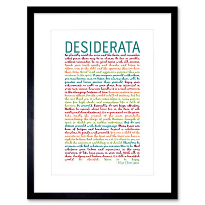 Artery8 Desiderata Poem Rainbow Words Ehrmann 12X16" Framed Wall Art Print from B&Q
