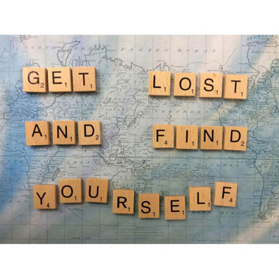 B&Q -  Unframed Wall Art Get Lost Find Yourself Travel Scrabble12X16 Inch