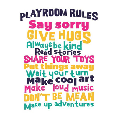 Artery8 Unframed Wall Art Kids Playroom Rules Colourful12X16 Inch from B&Q