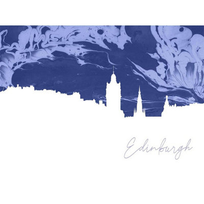 Artery8 Unframed Wall Art Scotland Edinburgh Cityscape Marble Blue12X16 Inch