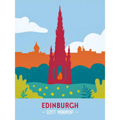 B&Q -  Unframed Wall Art Scotland Travel Edinburgh Scott Monument Retro12X16 Inch