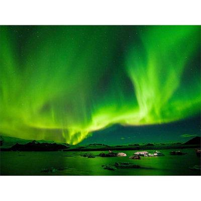 Artery8 Unframed Wall Art Northern Lights Aurora Borealis Green12X16 Inch from B&Q