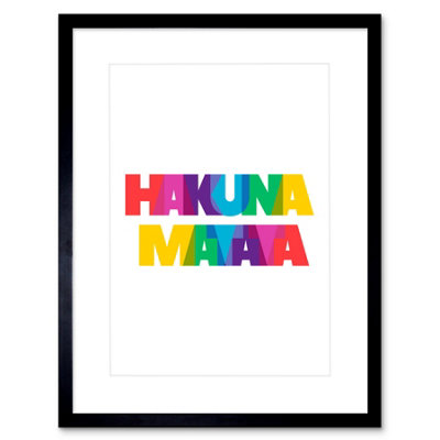B&Q -  Wall Art Print Hakuna Matata Colourful Typography Framed 9X7 Inch
