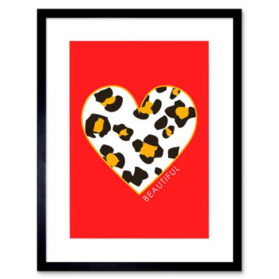 Artery8 Wall Art Print Red Leopard Beautiful Framed 9X7 Inch from B&Q