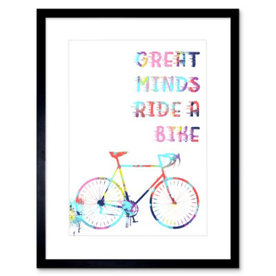 Artery8 Wall Art Print Bicycle Colourful Great Minds Ride Framed 9X7 Inch from B&Q