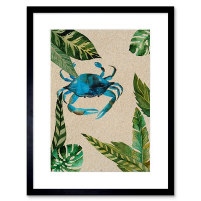 Artery8 Wall Art Print Crab With Leaves Framed 9X7 Inch from B&Q