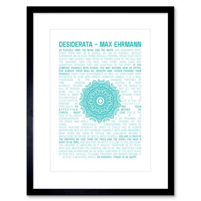Artery8 Wall Art Print Desiderata Mandala Ehrmann Typography Framed 9X7 Inch from B&Q