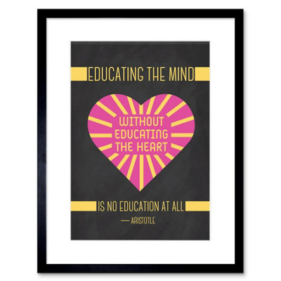 Artery8 Wall Art Print Education Teacher Mind Heart Aristotle Pink Framed 9X7 Inch from B&Q