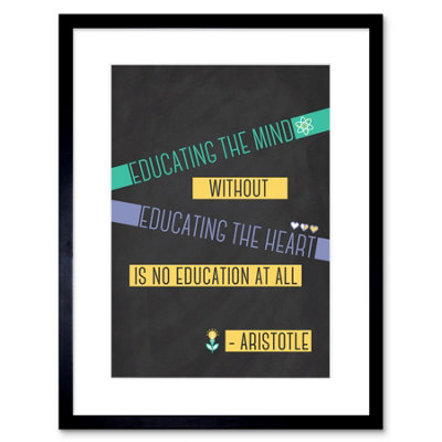 Artery8 Wall Art Print Education Teacher Mind Heart Aristotle Typography Framed 9X7 Inch from B&Q