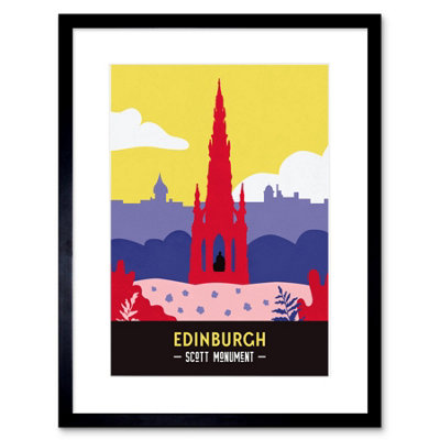 B&Q -  Wall Art Print Scotland Travel Edinburgh Scott Monument Framed 9X7 Inch