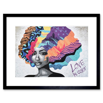 Artery8 Wall Art Print Barbalis Graffiti Woman Psychedelic Hair Framed 9X7 Inch from B&Q