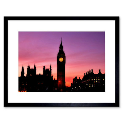 Artery8 Wall Art Print Big Ben Clock London Framed 9X7 Inch from B&Q