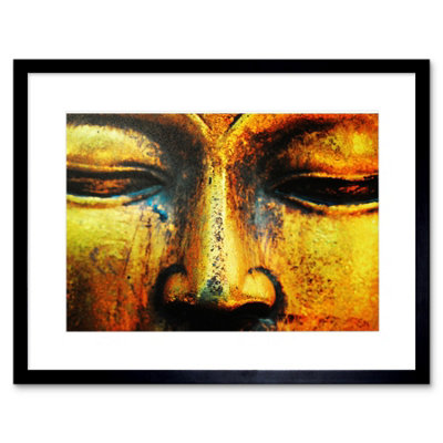 Artery8 Wall Art Print Buddha Statue Head Face Framed 9X7 Inch from B&Q