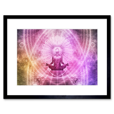 Artery8 Wall Art Print Buddhism Yoga Pose Psychedelic Framed 9X7 Inch