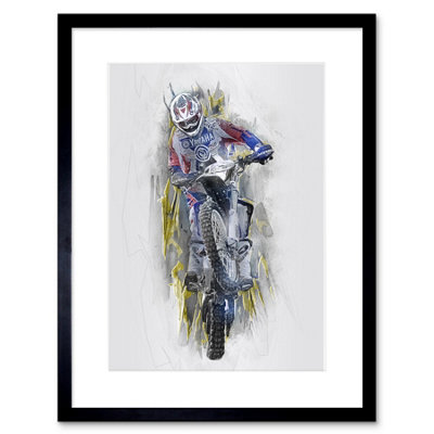 Artery8 Wall Art Print Dirt Bike Motocross Sport Graphic Framed 9X7 Inch from B&Q