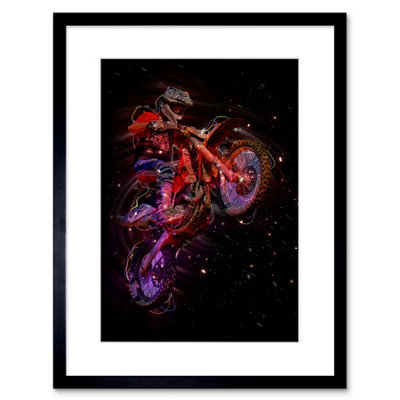 Artery8 Wall Art Print Electric Light Motocross Bike Framed 9X7 Inch from B&Q
