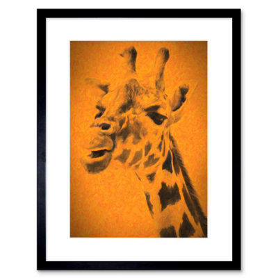 Artery8 Wall Art Print Giraffe Head Framed 9X7 Inch from B&Q
