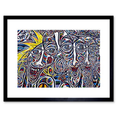 Artery8 Wall Art Print Graffiti Psychedelic Colourful Faces Framed 9X7 Inch from B&Q