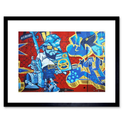 Artery8 Wall Art Print Graffiti Cool Guy Dude Boombox Framed 9X7 Inch from B&Q