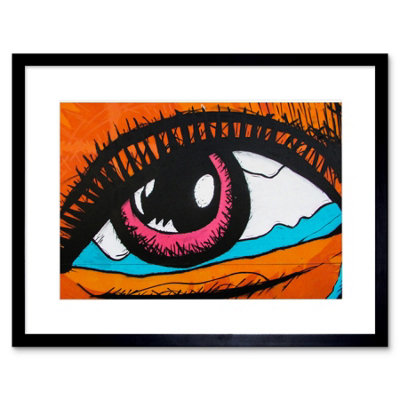 Artery8 Wall Art Print Graffiti Mural Crying Eye Eyeball Framed 9X7 Inch
