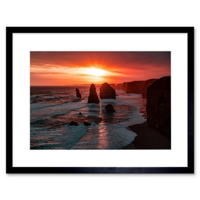 Artery8 Wall Art Print Holthausen Twelve Apostles Sunset Australia Framed 9X7 Inch from B&Q