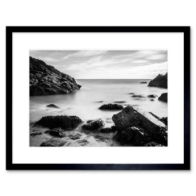 Artery8 Wall Art Print Marloes Wales Rocky Coast Bw Framed 9X7 Inch from B&Q