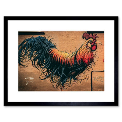 Artery8 Wall Art Print Moran Graffiti Chicken Rooster Wall Street Framed 9X7 Inch