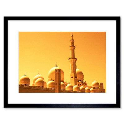 Artery8 Wall Art Print Mosque Dubai Golden Framed 9X7 Inch from B&Q