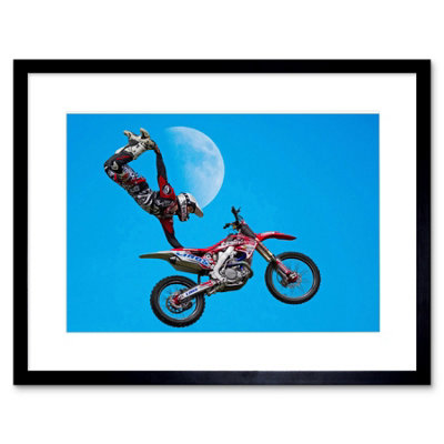 Artery8 Wall Art Print Motocross Bike Stunt Framed 9X7 Inch from B&Q
