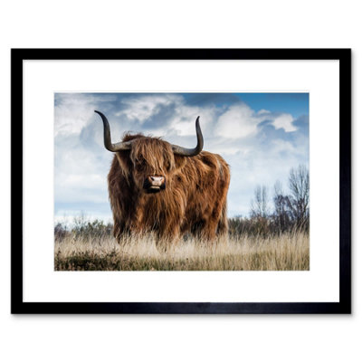 Artery8 Wall Art Print Scottish Highland Cow/coo Framed 9X7 Inch from B&Q
