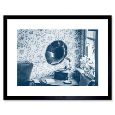 Artery8 Wall Art Print Vintage Record Player Gramophone Framed 9X7 Inch