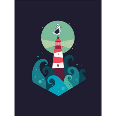 Wee Blue Coo Unframed Wall Art Nautical Lighthouse12X16 Inch from B&Q